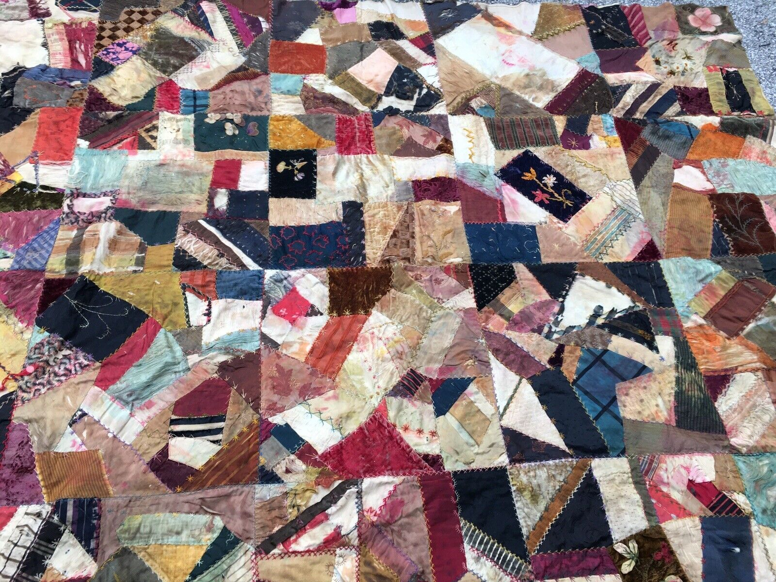 Antique Colorful Military Political Patch Quilt Topper