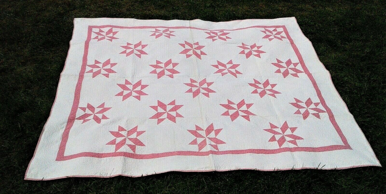 1900s Pink and White Antique Quilt