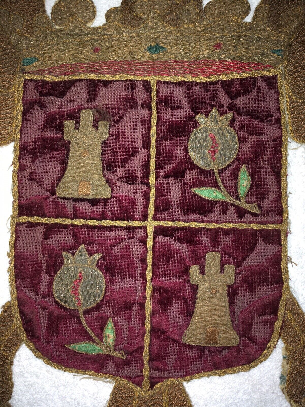 Royal Eagle Coat of Arms Silk Crest, 1700s