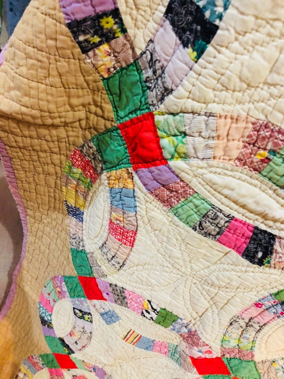 Antique Wedding Ring Quilt from Early 1900s