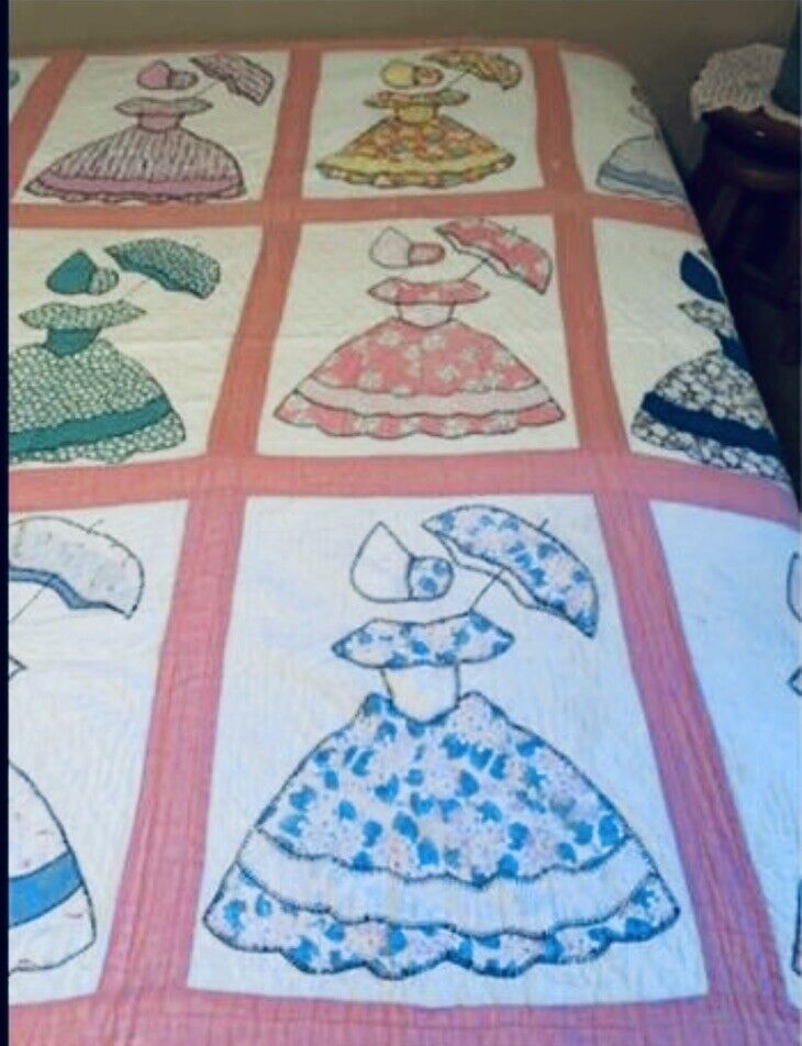 Antique Sun Bonnet Girl Quilt - Early 1900s