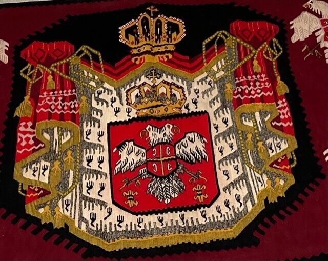 Obrenovic Dynasty Antique Aubusson Tapestry with Coat of Arms