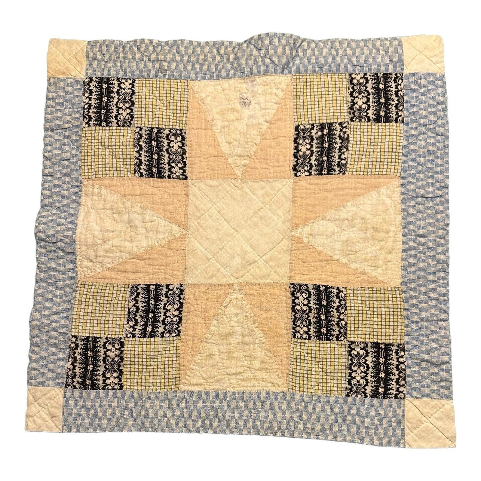 Antique Star Pattern Quilt Piece 18” x 18”