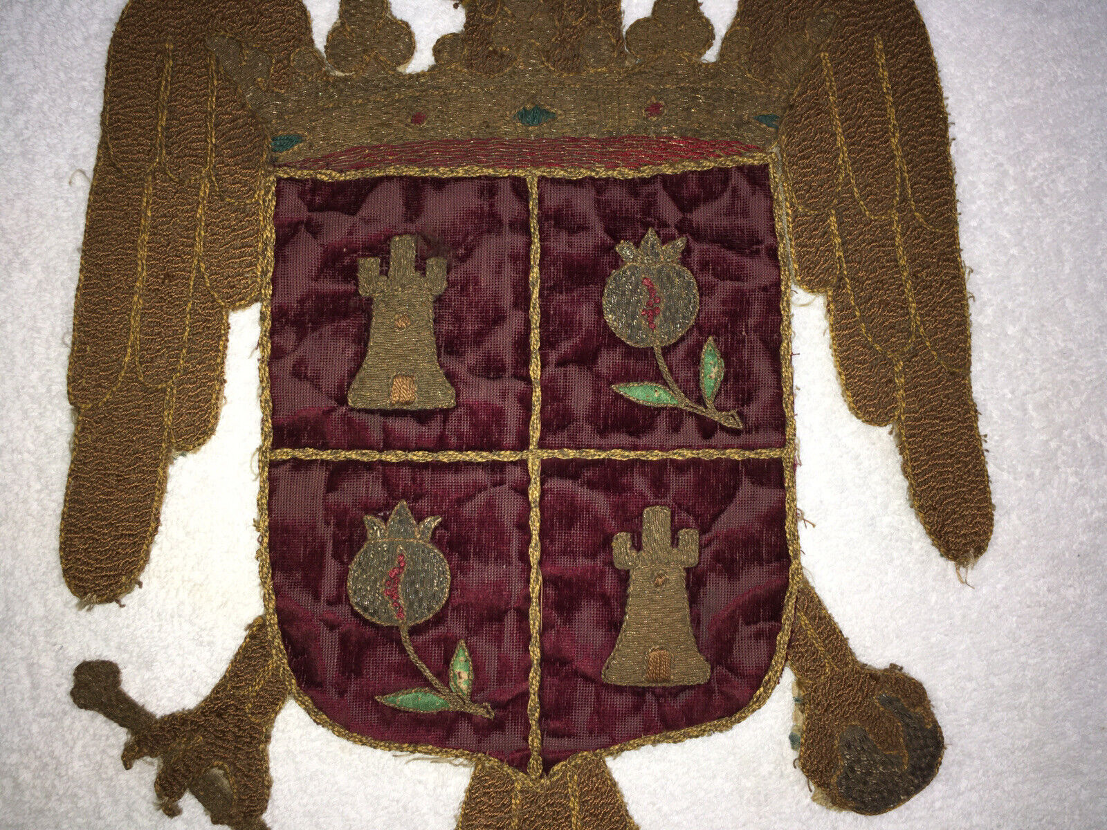 Royal Eagle Coat of Arms Silk Crest, 1700s