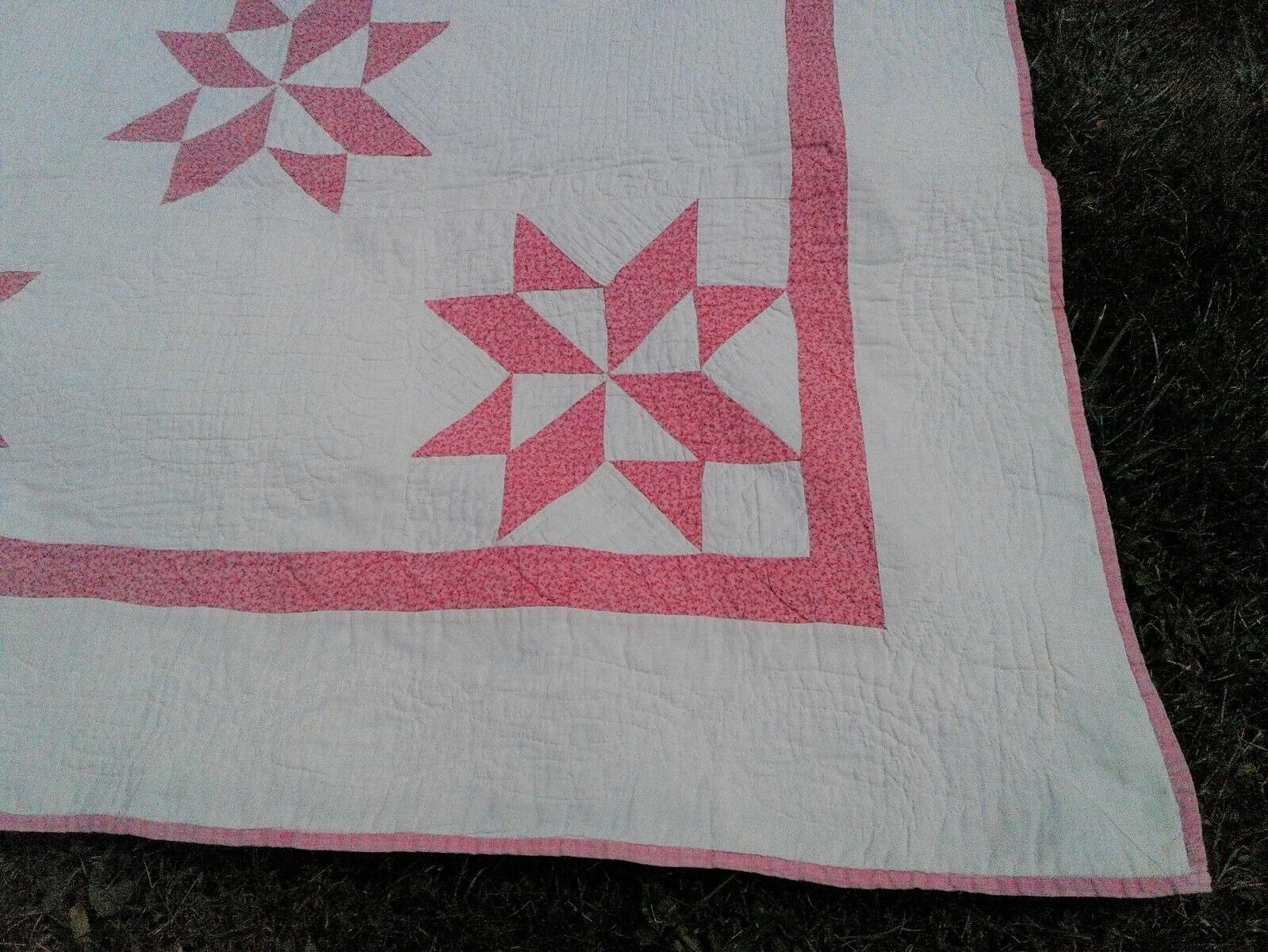 1900s Pink and White Antique Quilt