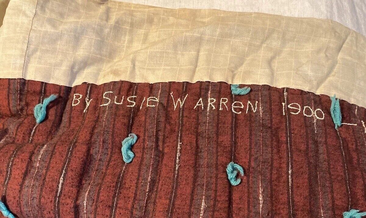 Antique 1900s Hand-Sewn Reversible Comforter Quilt