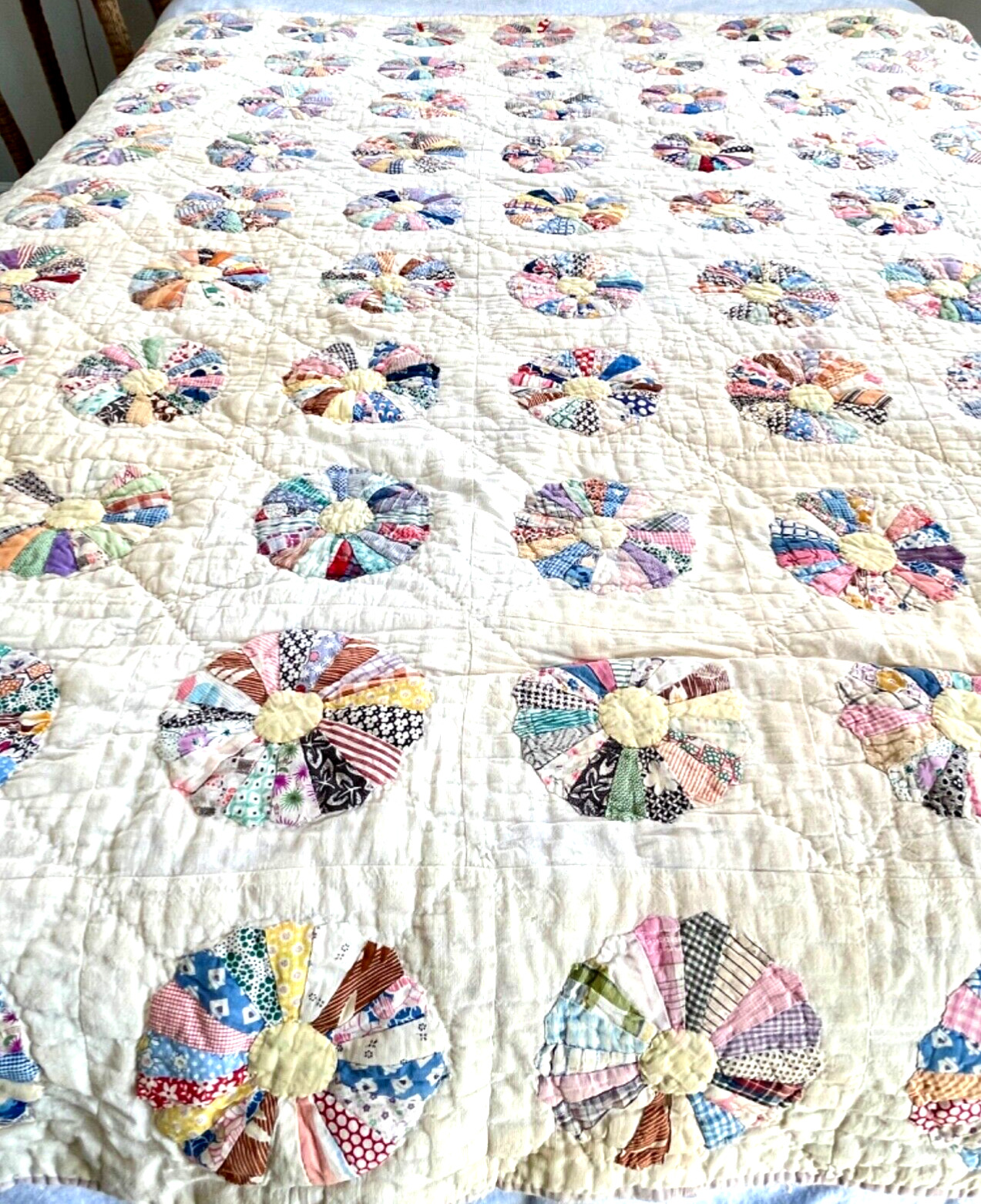 Dresden Plate Antique Patchwork Quilt YY903