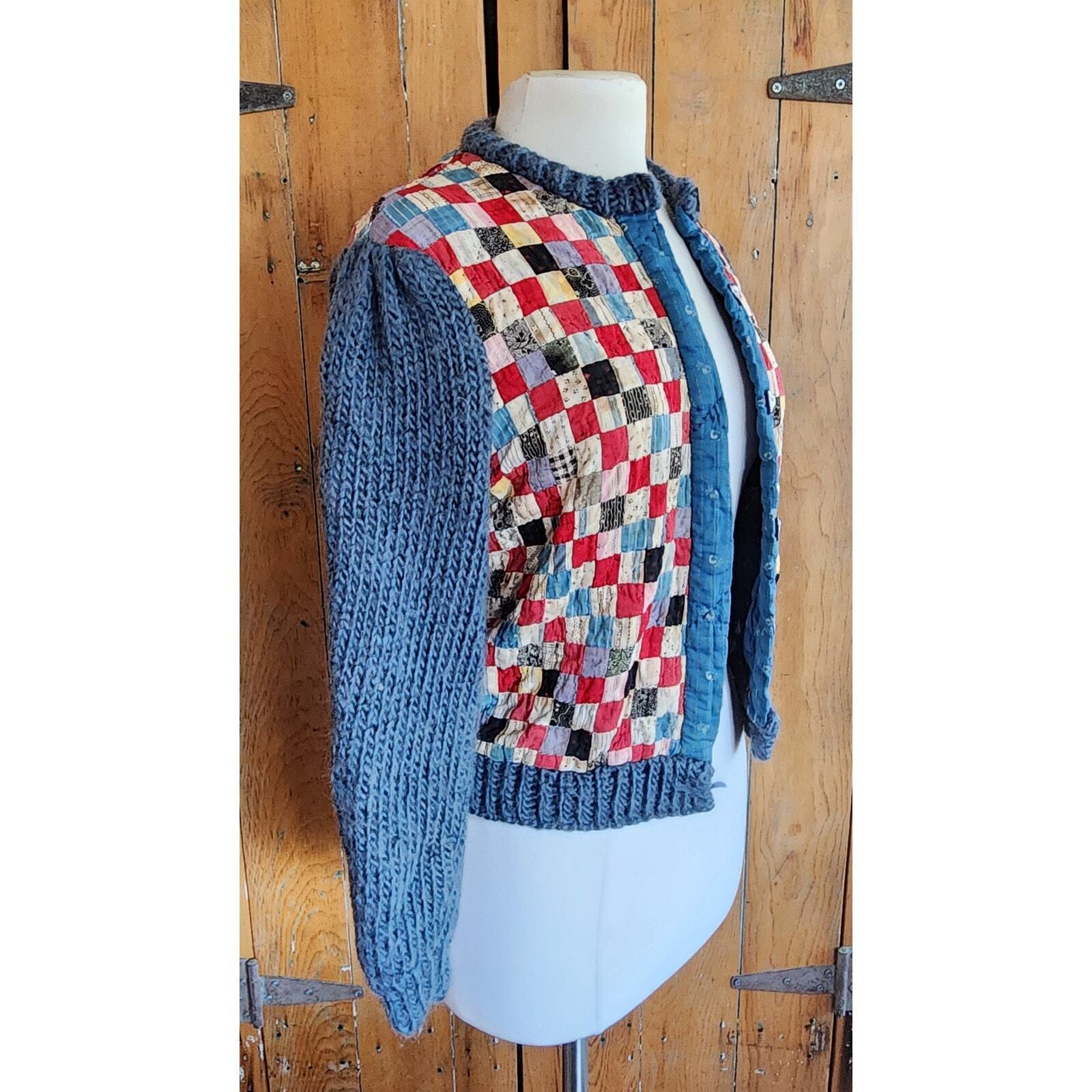 70s Vintage Cardigan with Early 1900s Quilt Patchwork