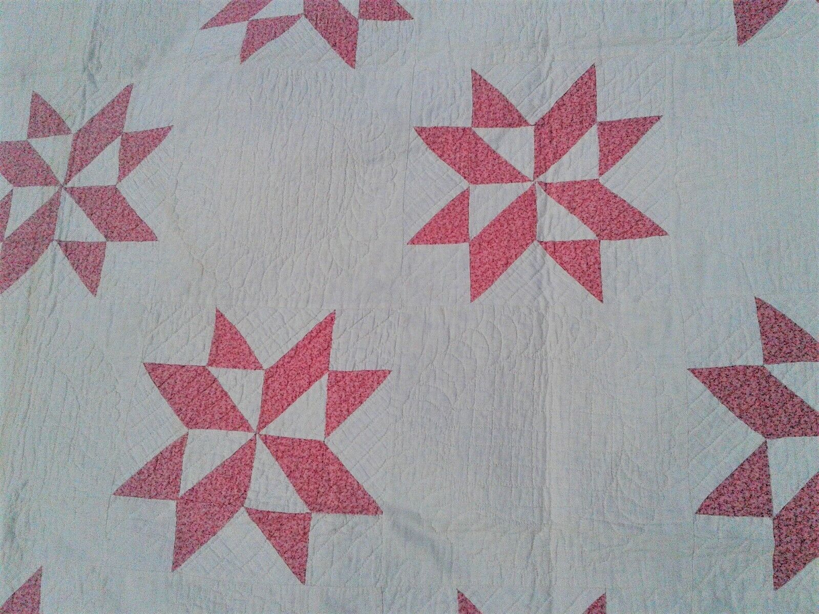 1900s Pink and White Antique Quilt