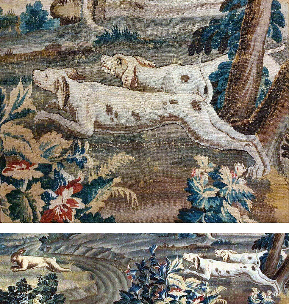18th Century French Aubusson Tapestry with Hounds