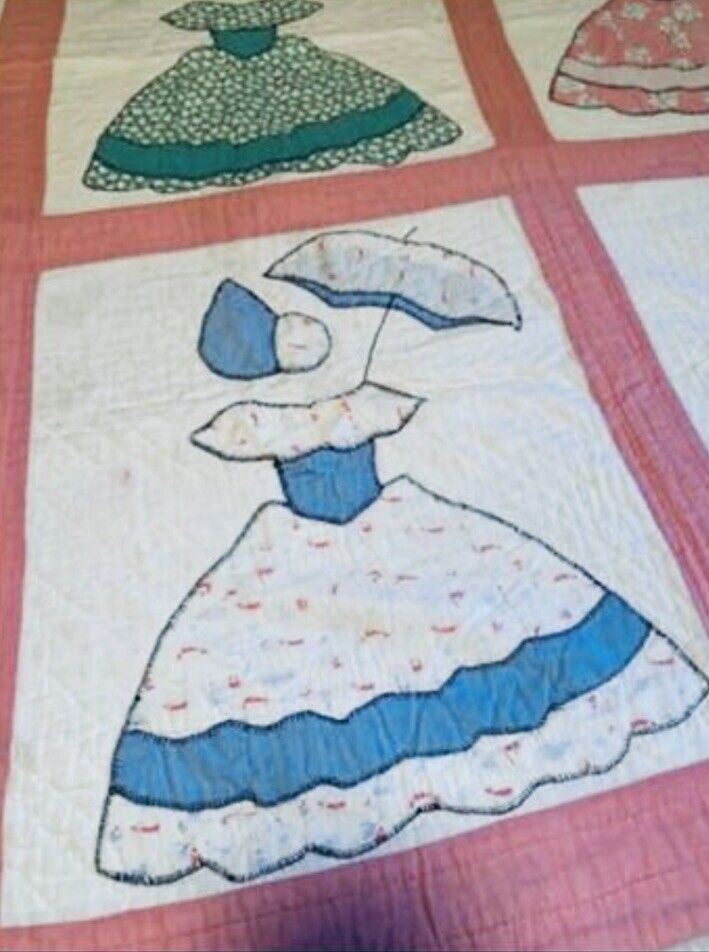 Antique Sun Bonnet Girl Quilt - Early 1900s