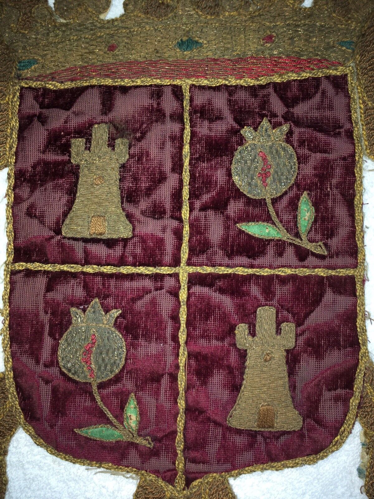 Royal Eagle Coat of Arms Silk Crest, 1700s