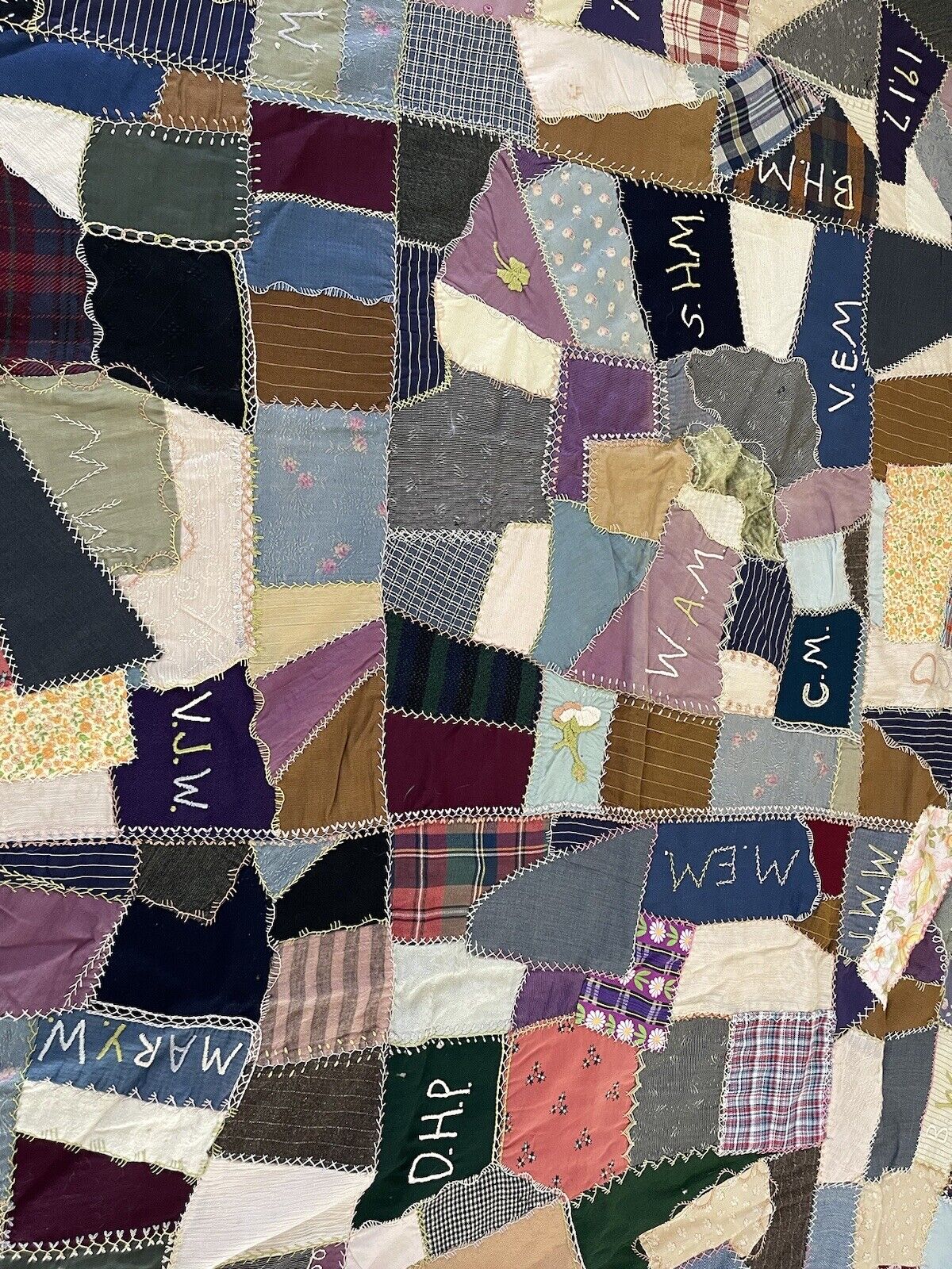 Victorian Era Antique Crazy Quilt with Rustic Details