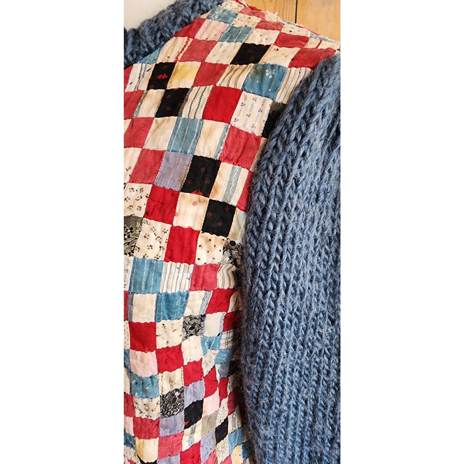 70s Vintage Cardigan with Early 1900s Quilt Patchwork