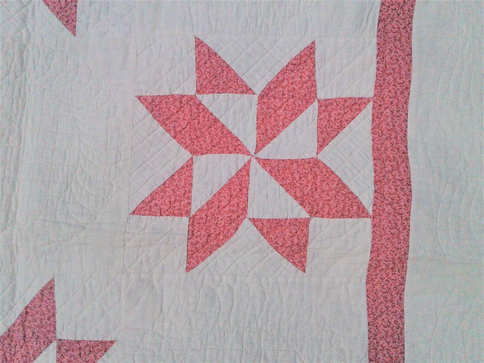 1900s Pink and White Antique Quilt