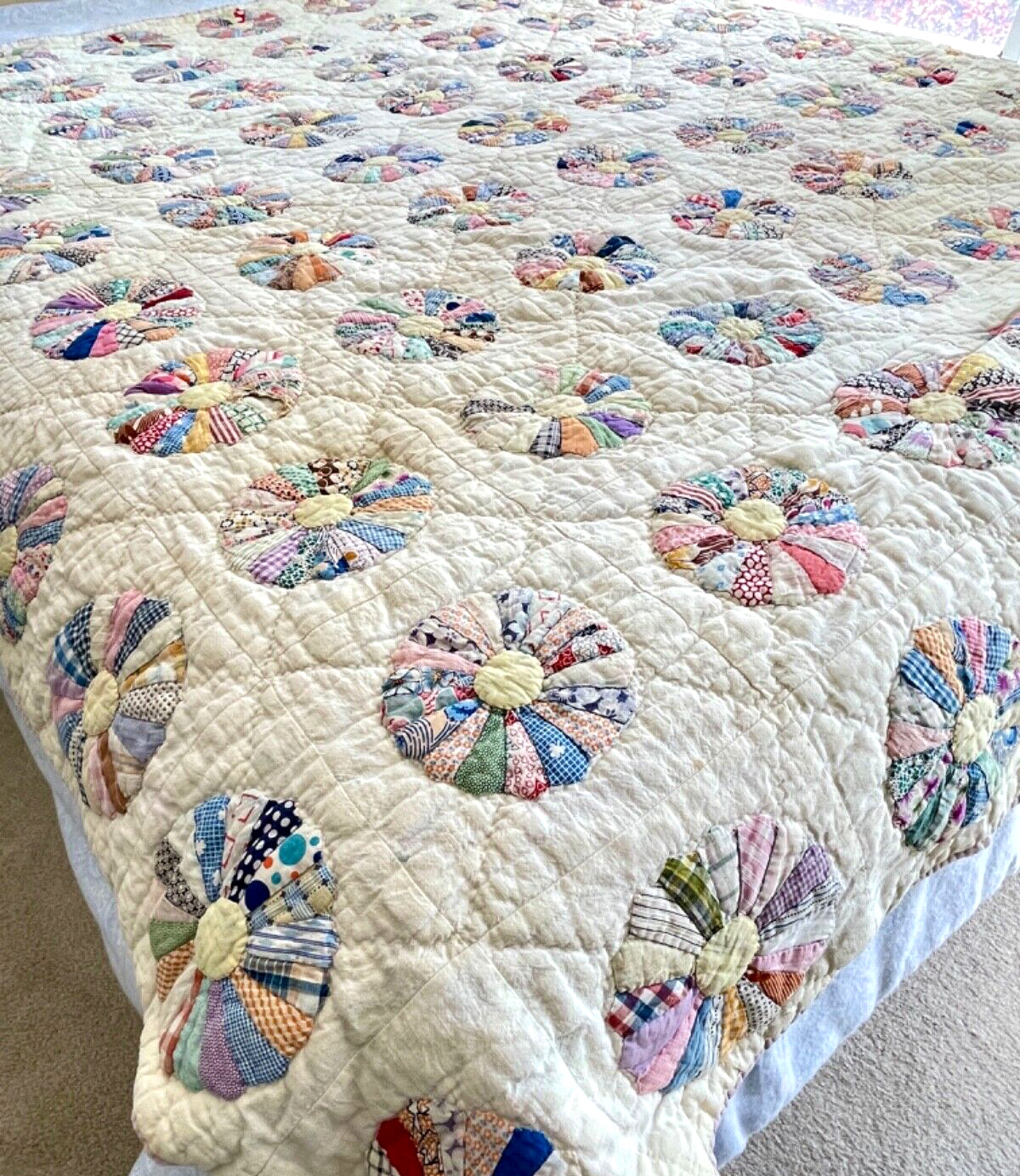Dresden Plate Antique Patchwork Quilt YY903