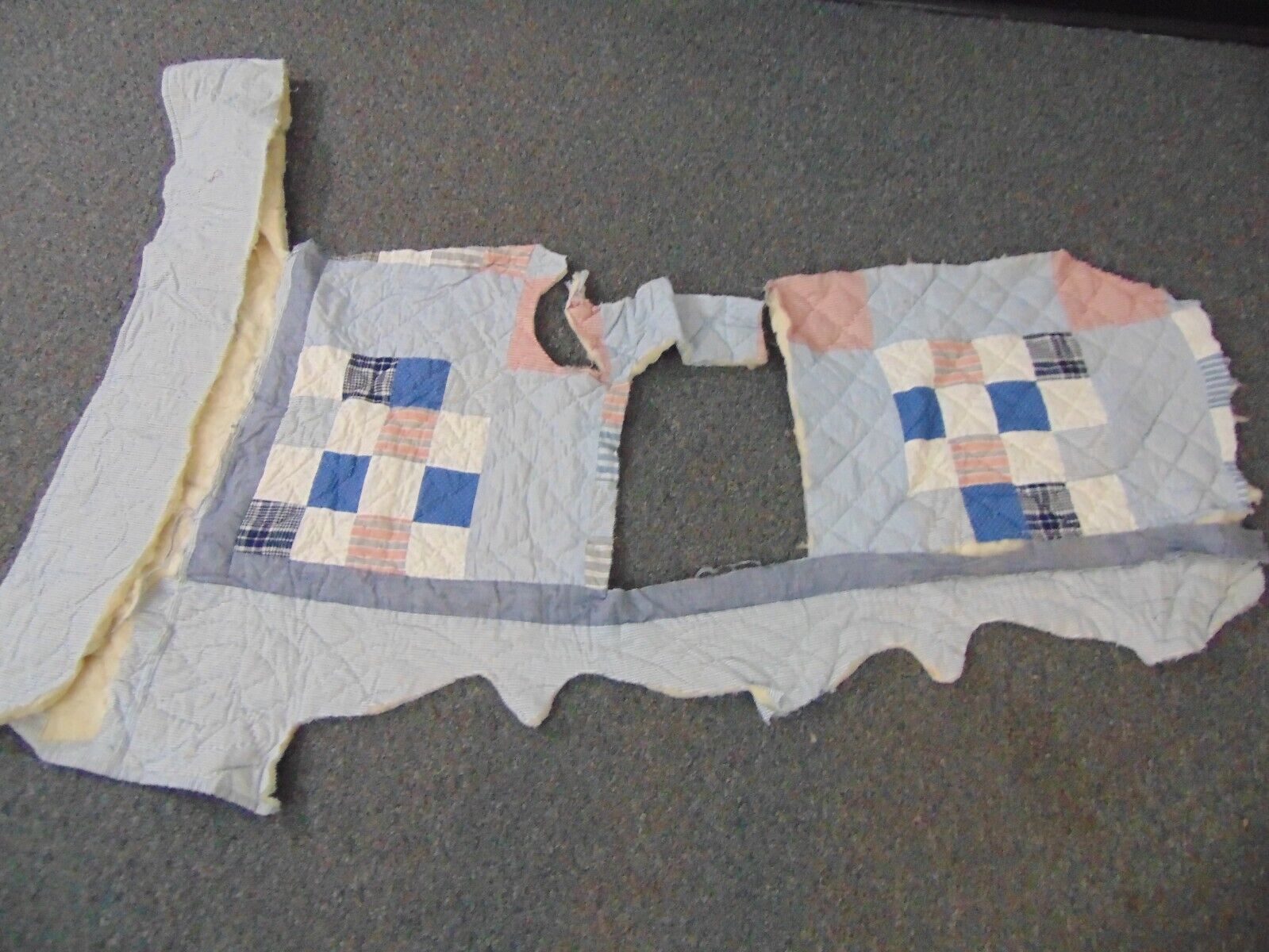 Antique 1900's Mosaic Quilt Blocks, Ticking Fabric