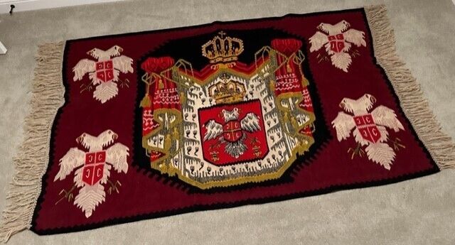Obrenovic Dynasty Antique Aubusson Tapestry with Coat of Arms