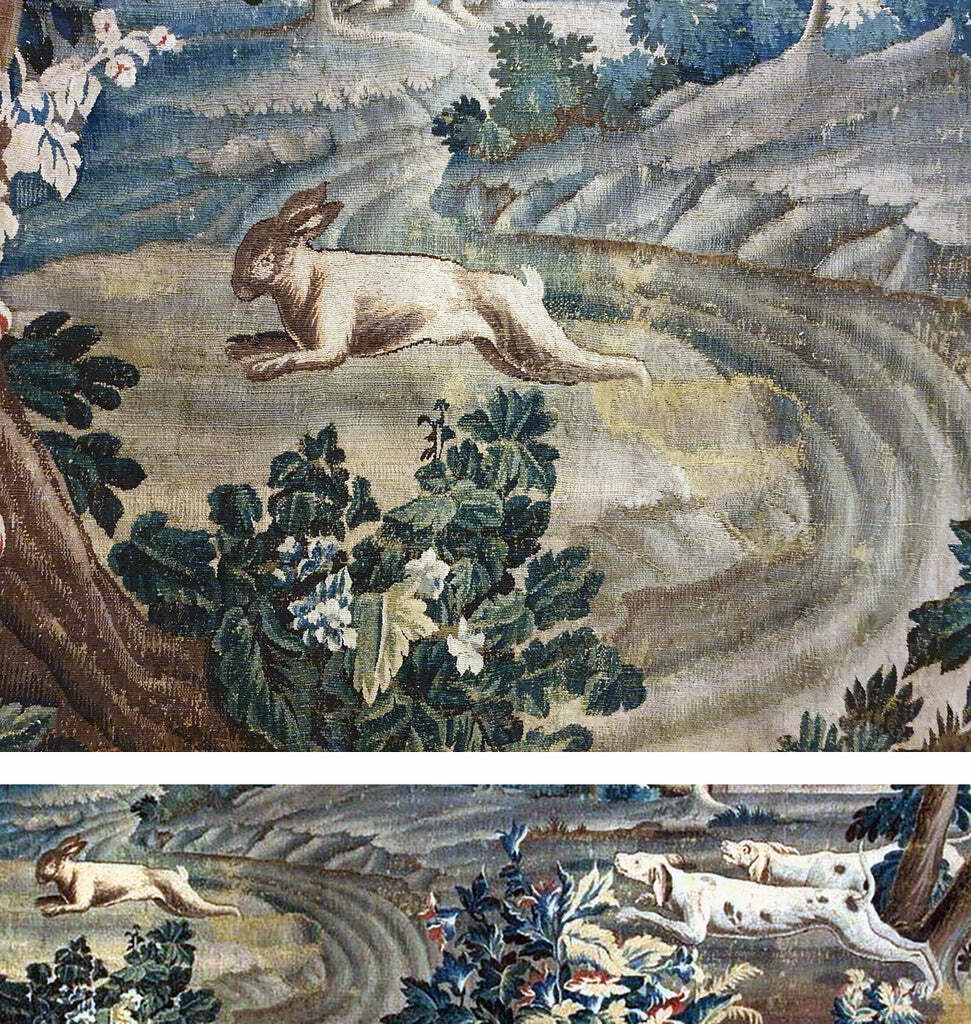 18th Century French Aubusson Tapestry with Hounds