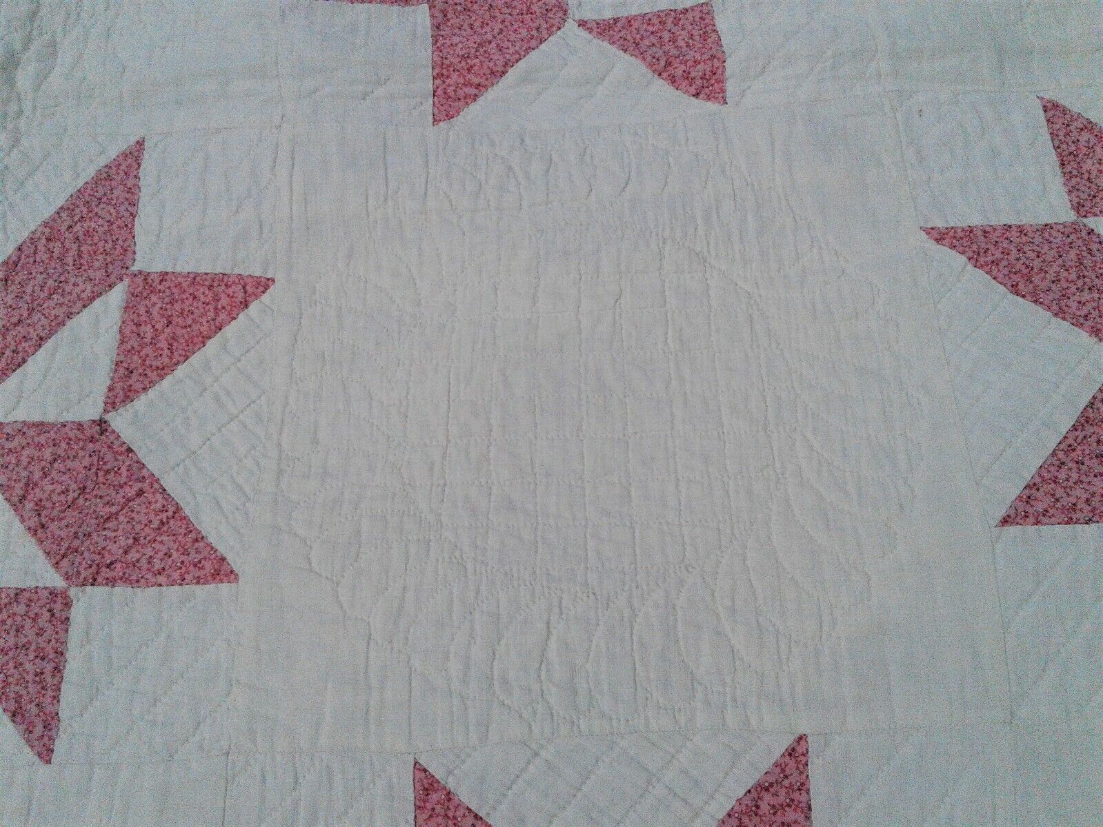 1900s Pink and White Antique Quilt