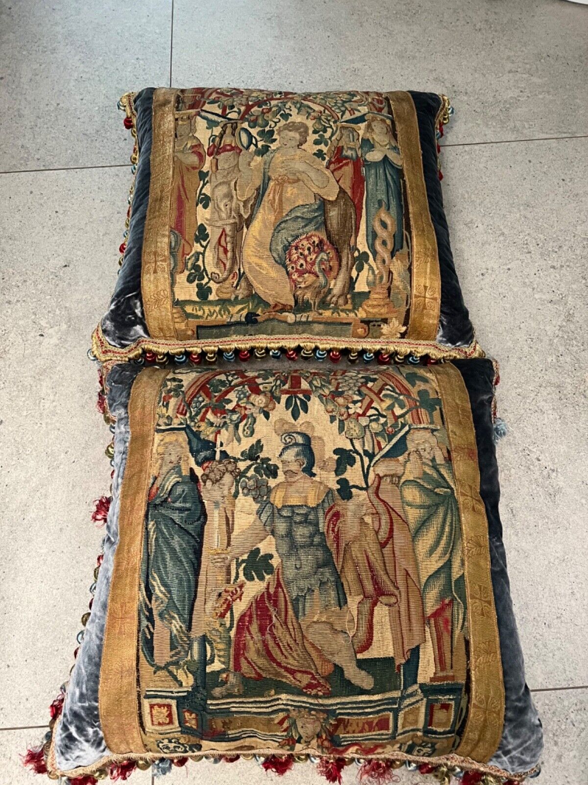 Rare 17th Century Aubusson Flemish Tapestry Pillows