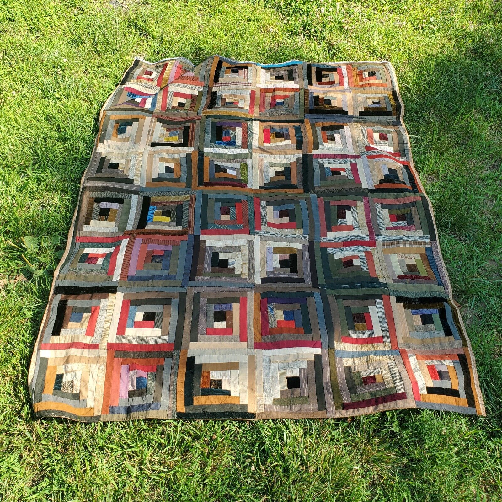 Vintage 1900s Crazy Quilt Square Cube Design