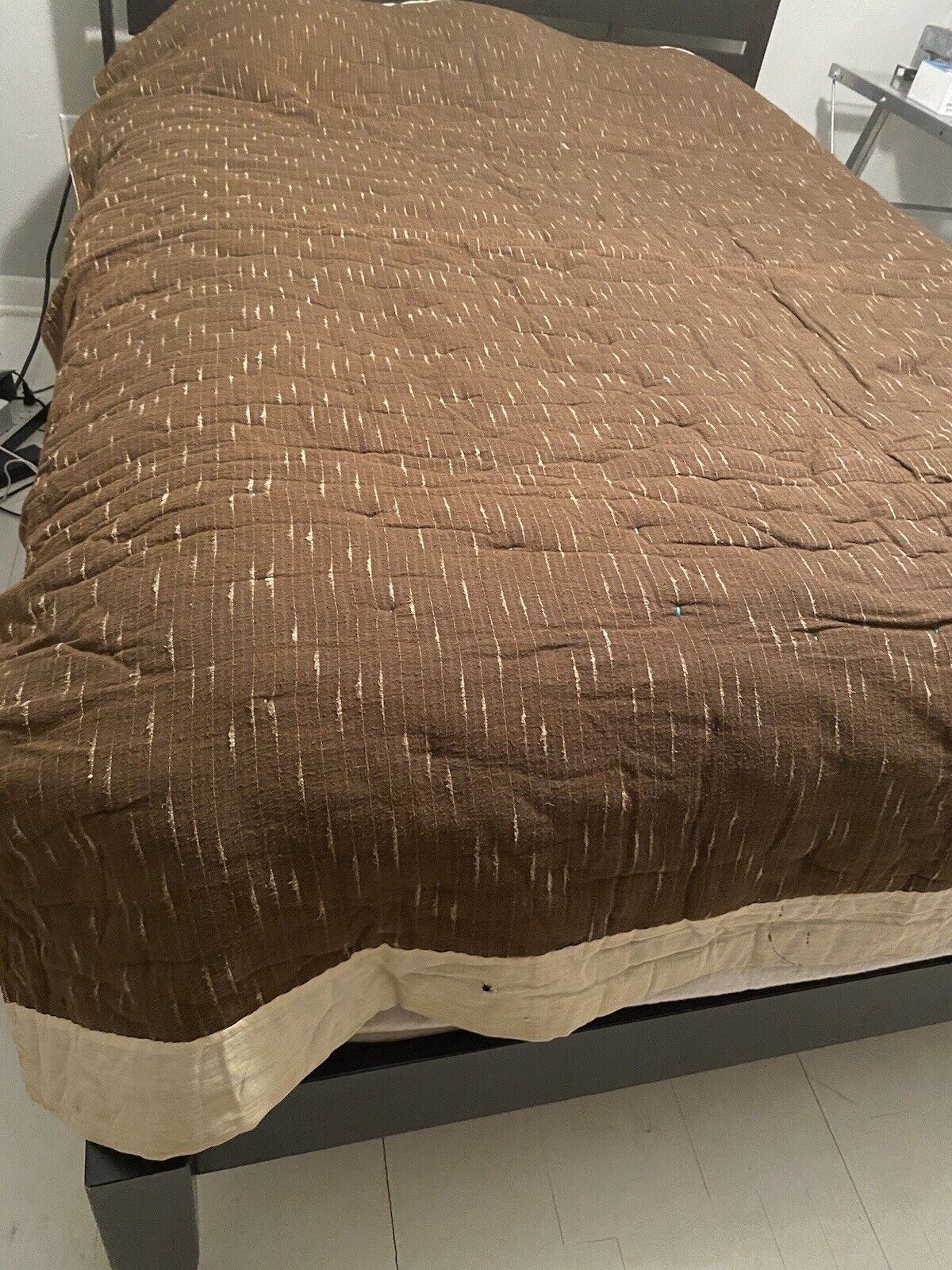 Antique 1900s Hand-Sewn Reversible Comforter Quilt