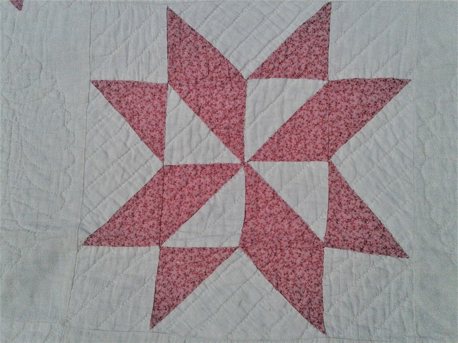 1900s Pink and White Antique Quilt