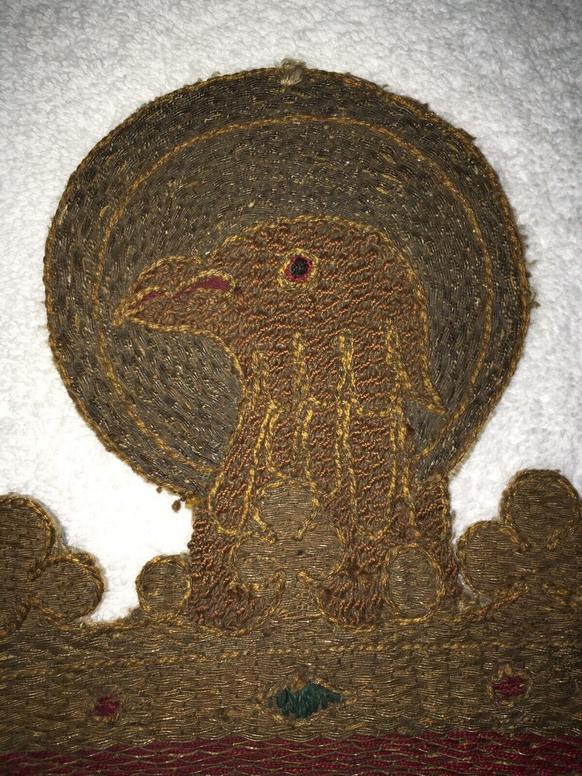 Royal Eagle Coat of Arms Silk Crest, 1700s