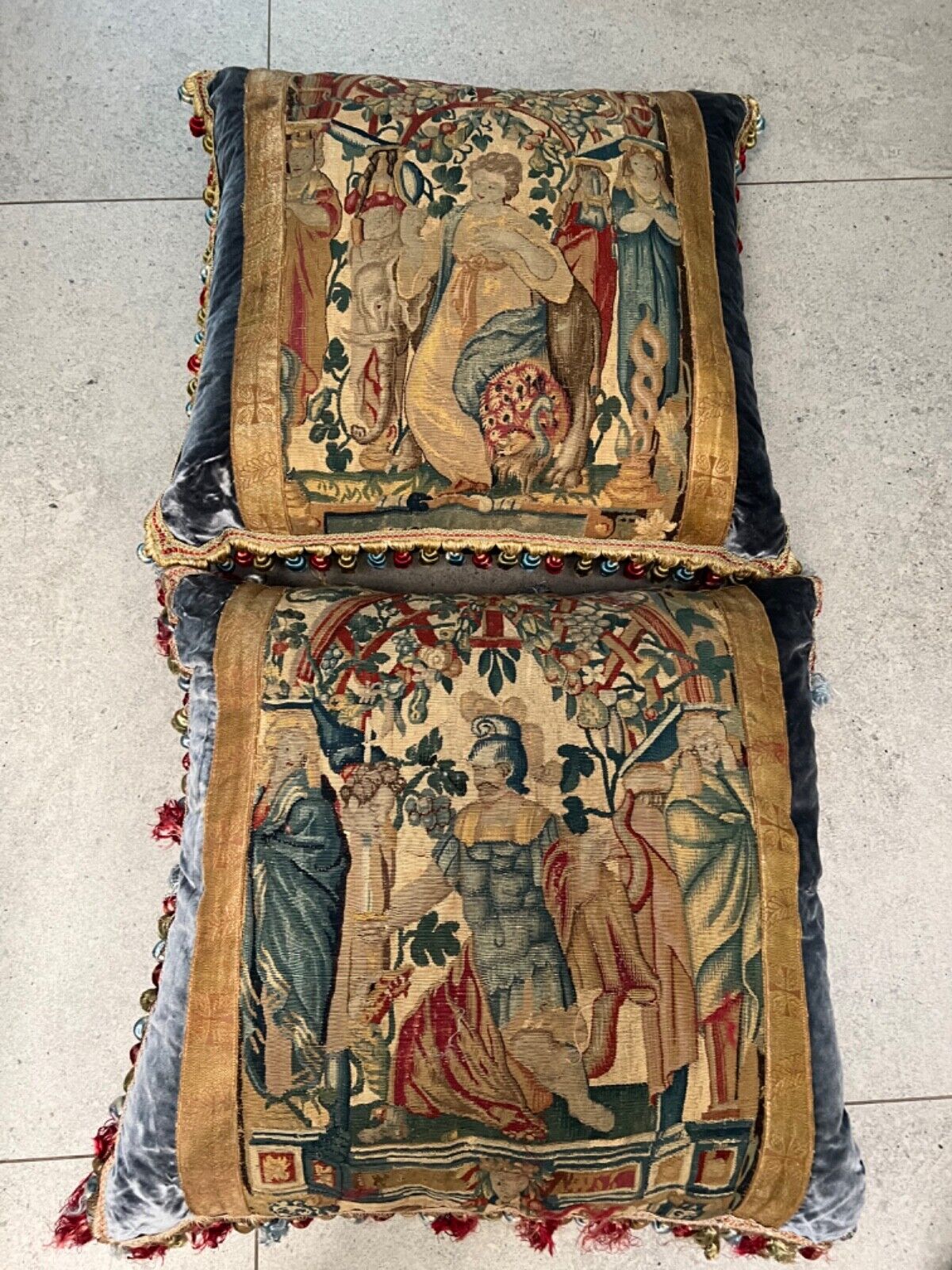 Rare 17th Century Aubusson Flemish Tapestry Pillows