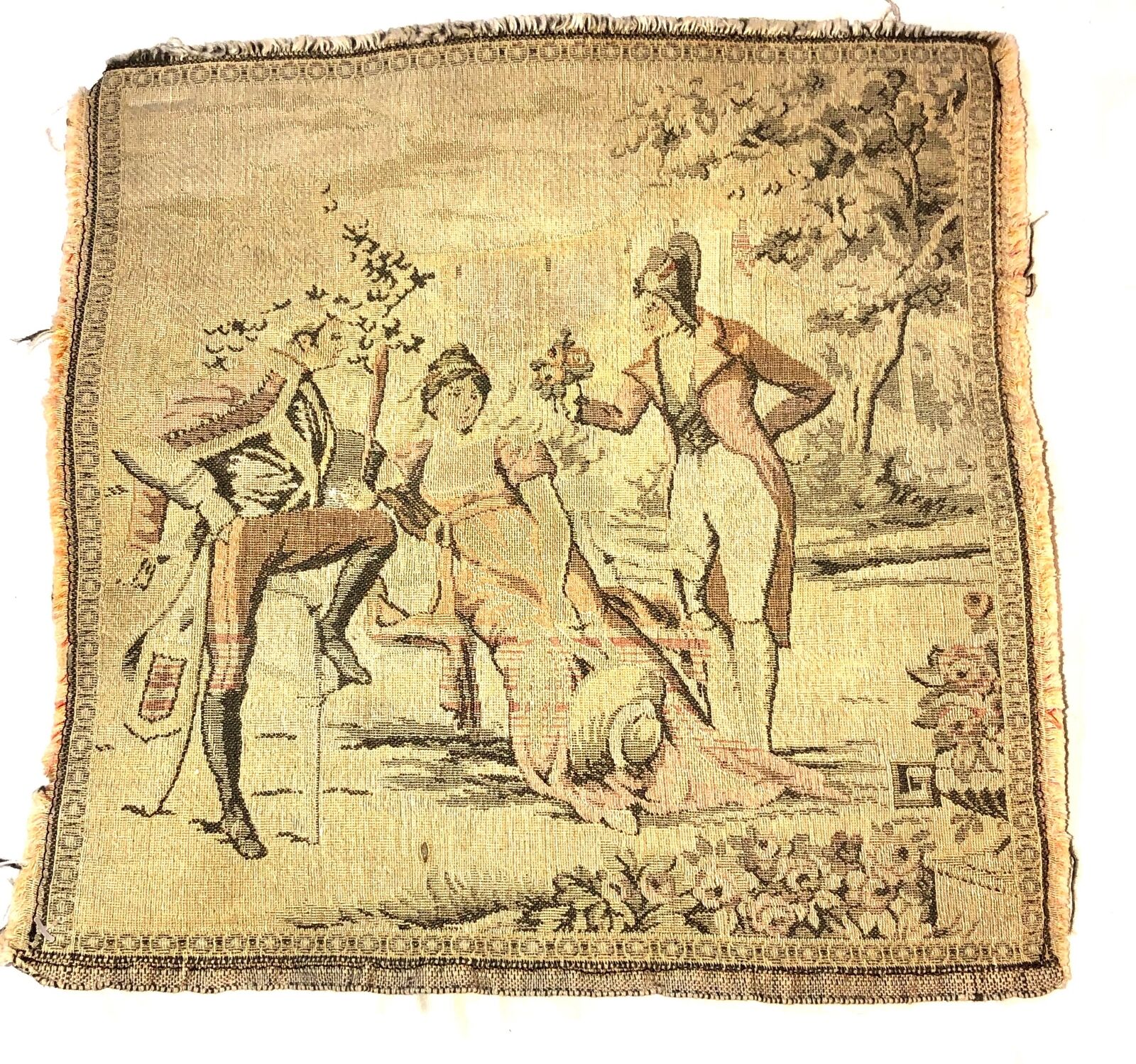 18th Century French Tapestry: Courting Couple Scene