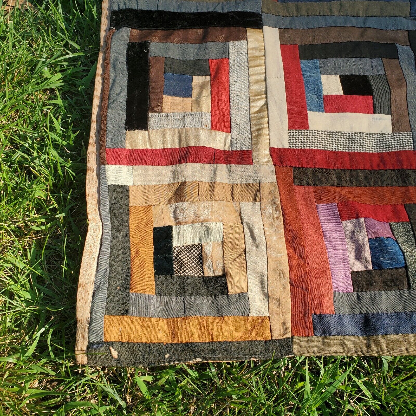 Vintage 1900s Crazy Quilt Square Cube Design
