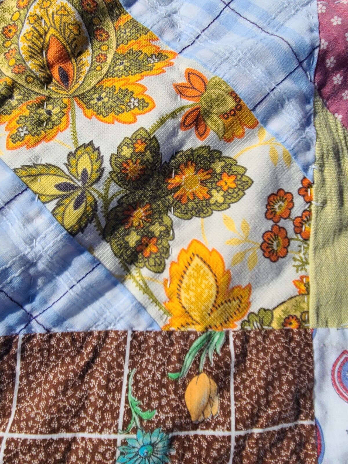 1900s Hand Stitched Primitive Quilt Folk Art