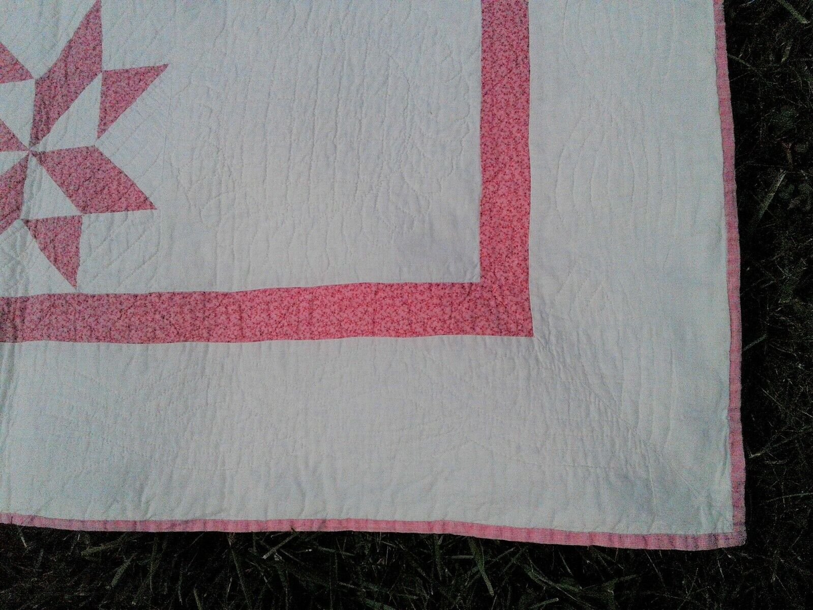 1900s Pink and White Antique Quilt