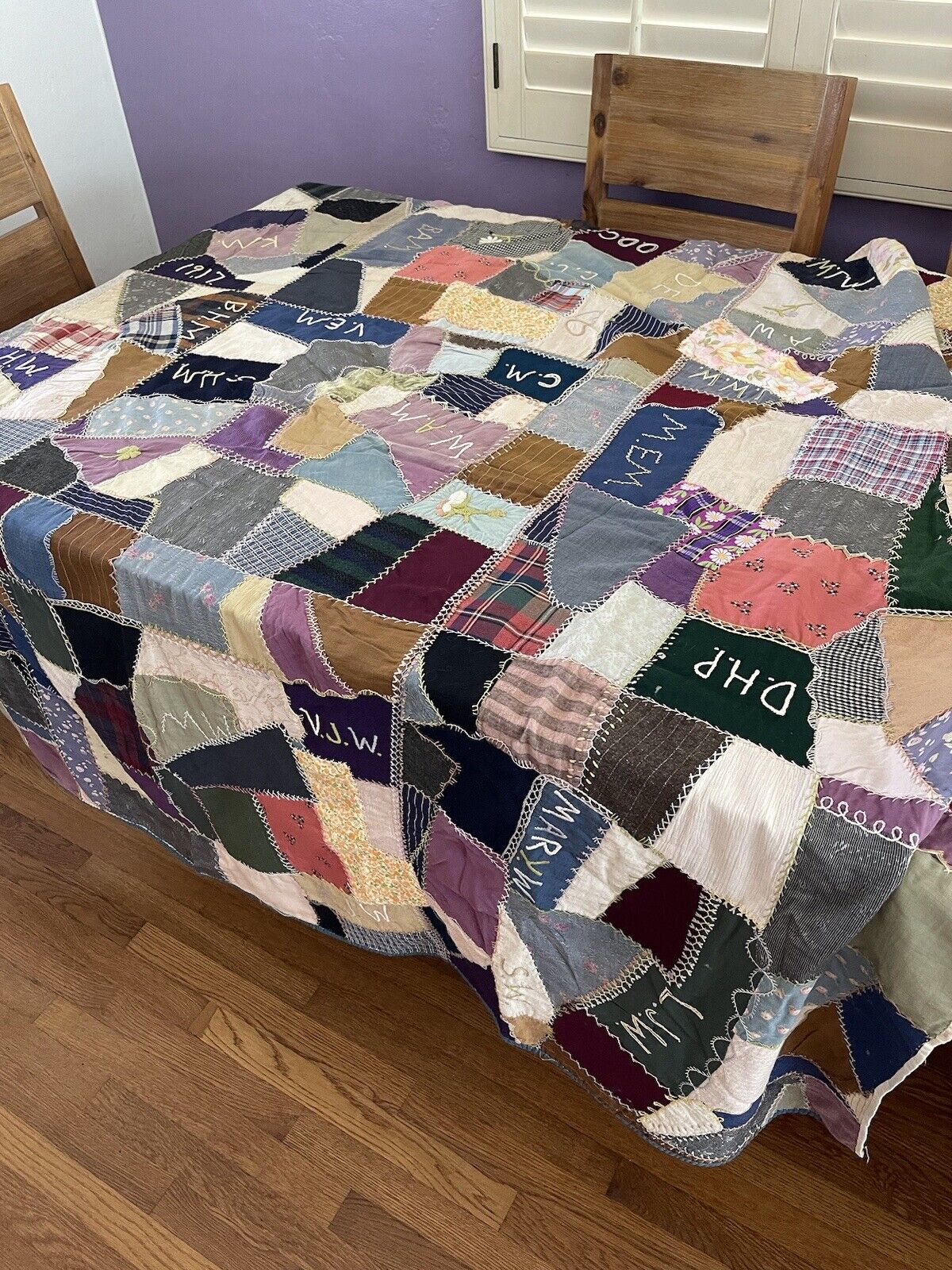 Victorian Era Antique Crazy Quilt with Rustic Details