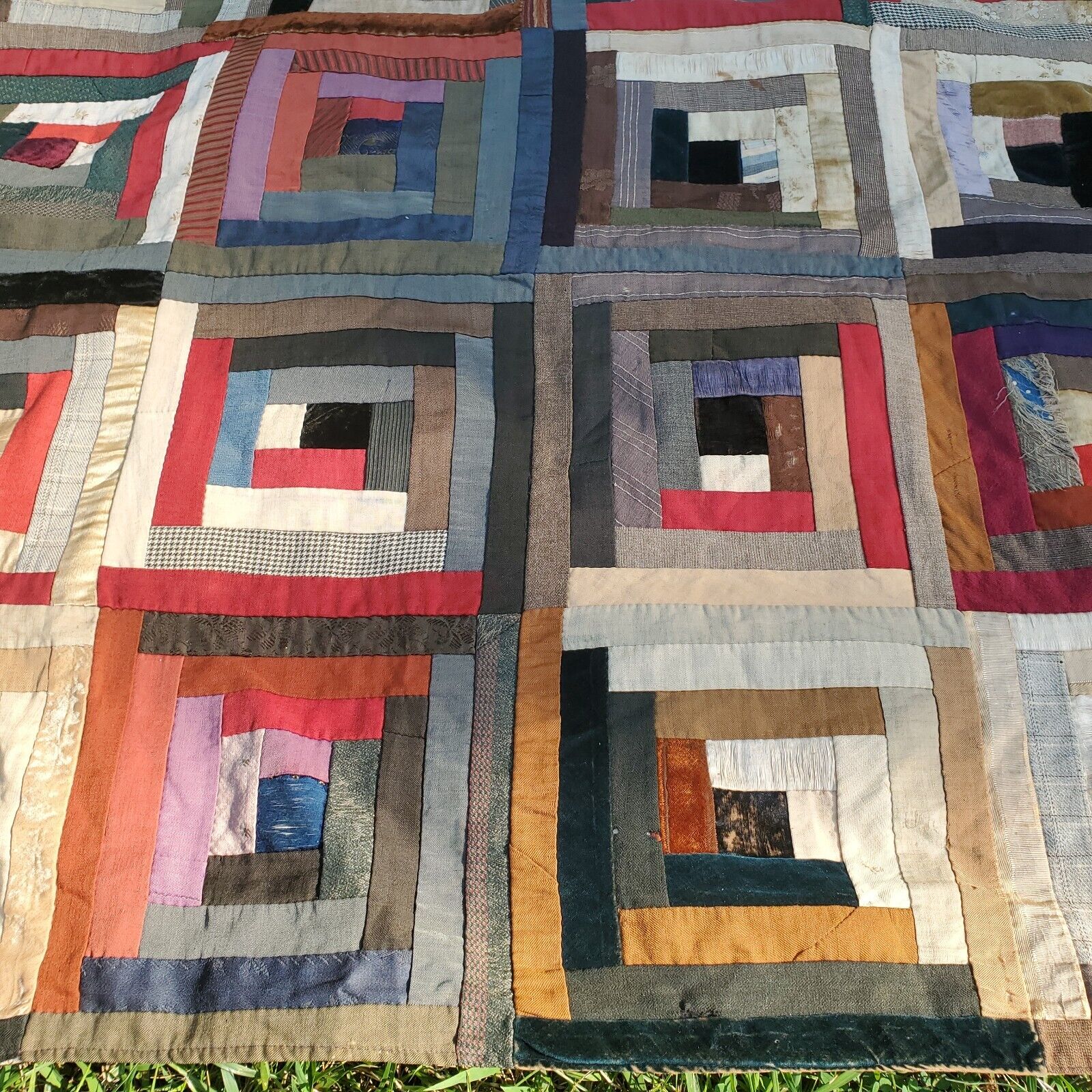 Vintage 1900s Crazy Quilt Square Cube Design