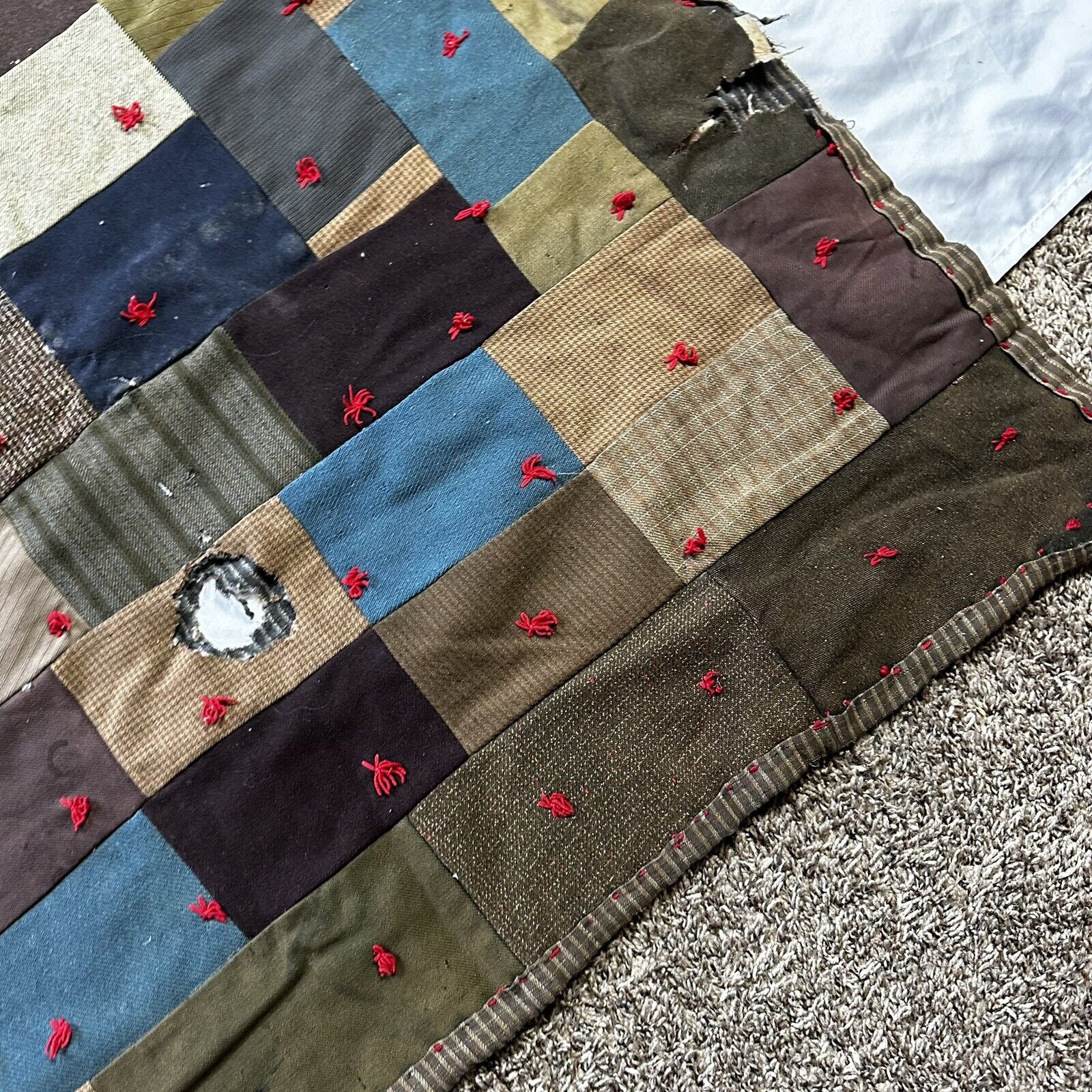 Victorian Patchwork Folk Art Quilt Blanket 66x72