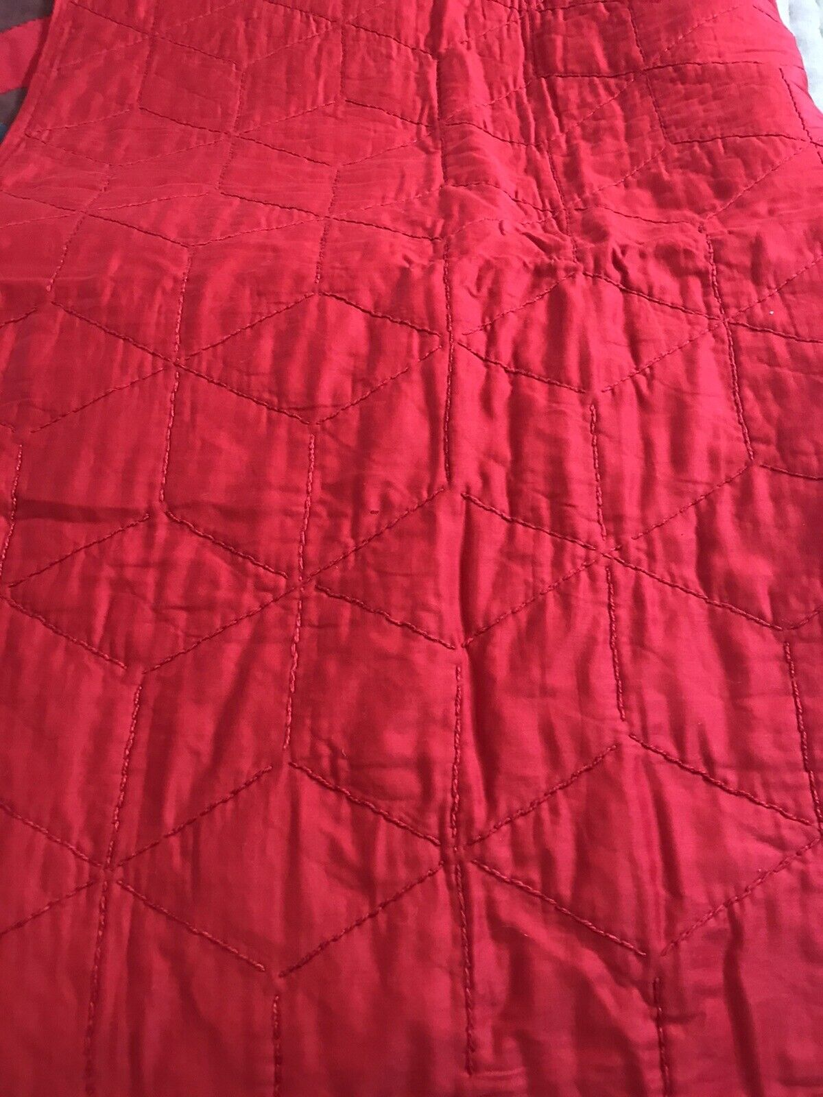 Vintage 1900s Hand-Stitched 3D Wool Quilt