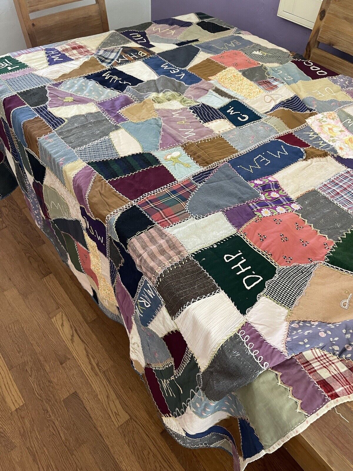 Victorian Era Antique Crazy Quilt with Rustic Details