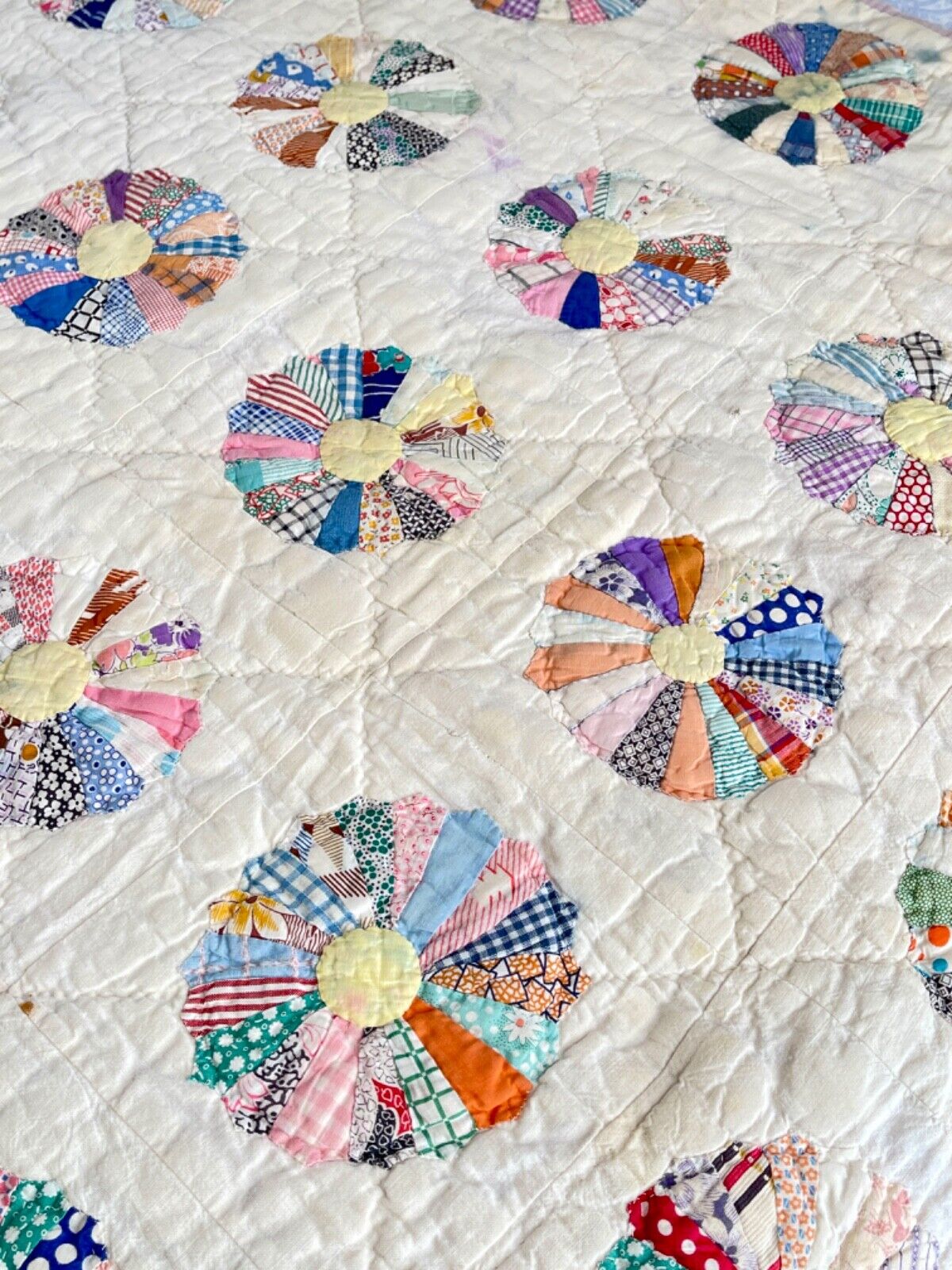 Dresden Plate Antique Patchwork Quilt YY903