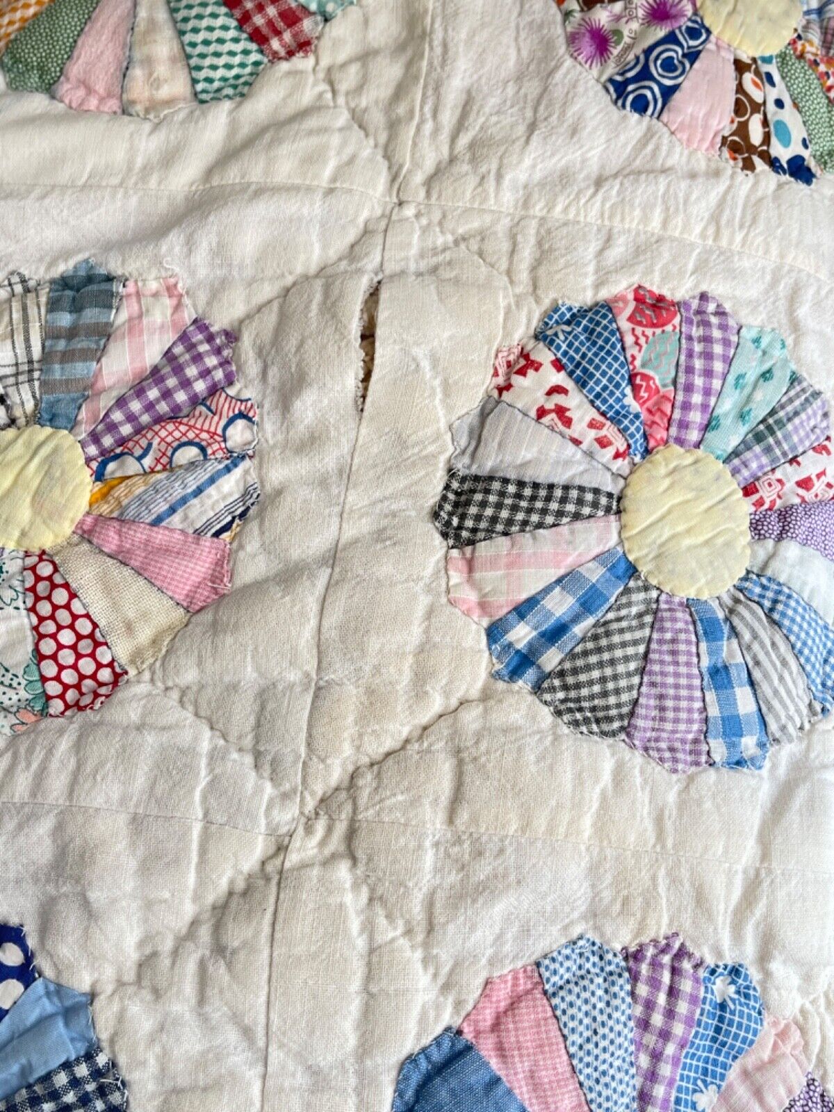 Dresden Plate Antique Patchwork Quilt YY903
