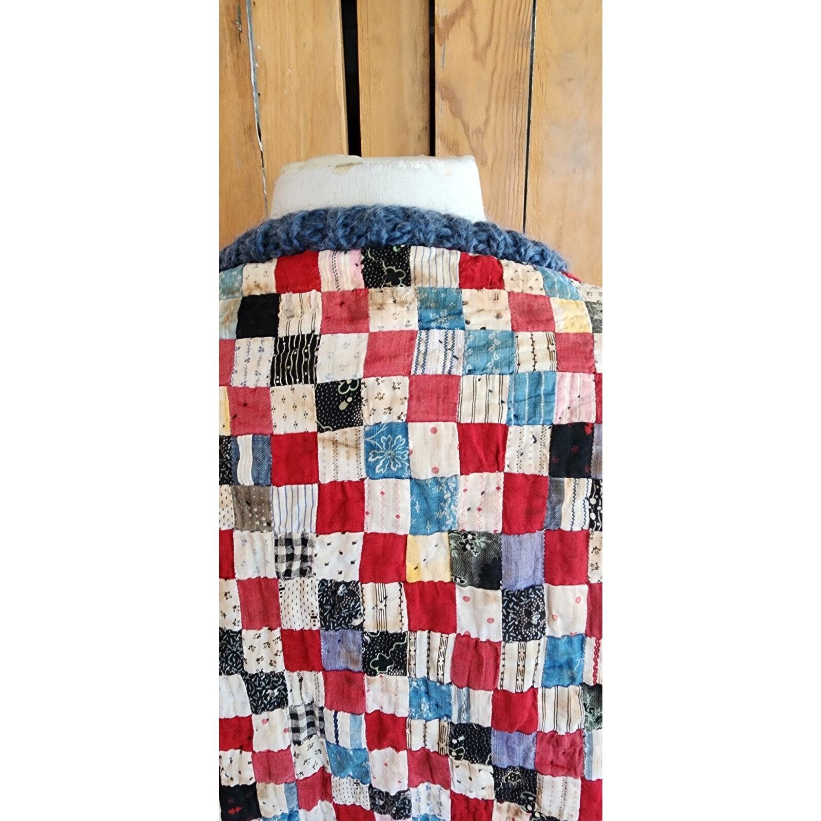 70s Vintage Cardigan with Early 1900s Quilt Patchwork
