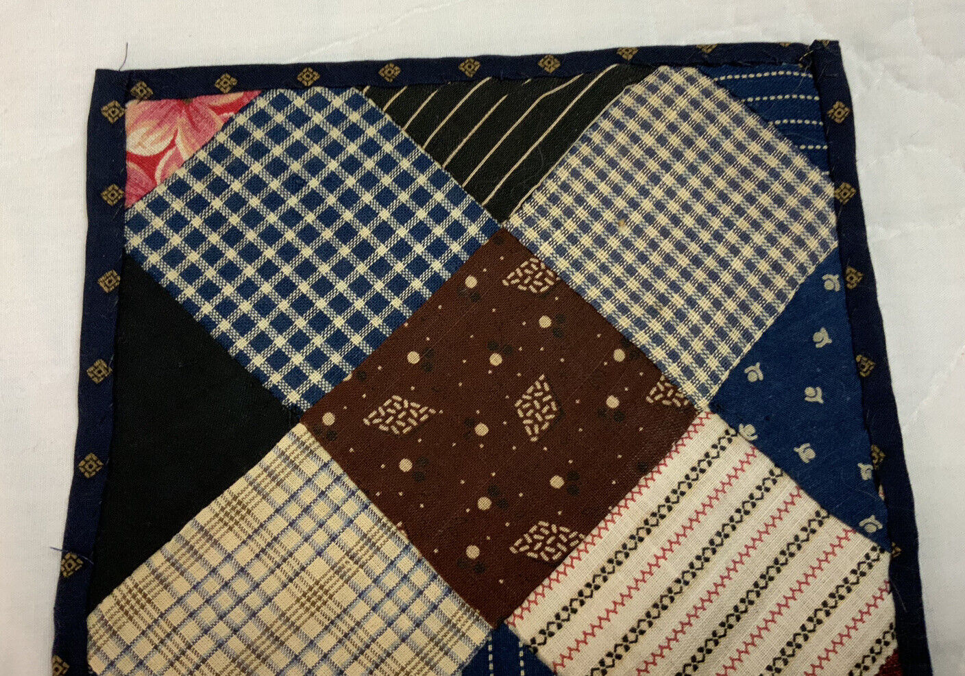 Antique Patchwork Quilt Tabletop Decor, Early 1900s