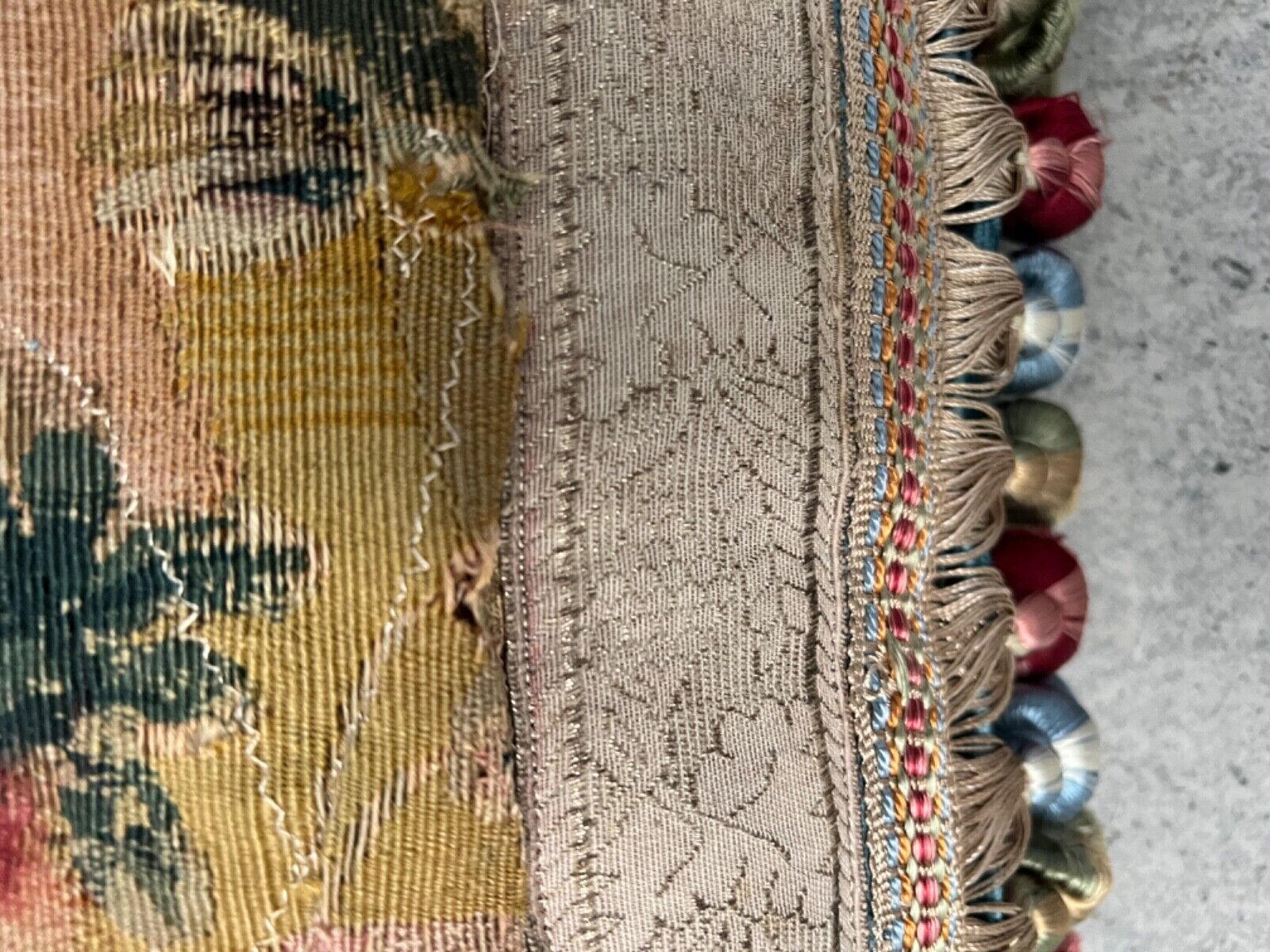Rare 1700s French Aubusson Tapestry Pillow