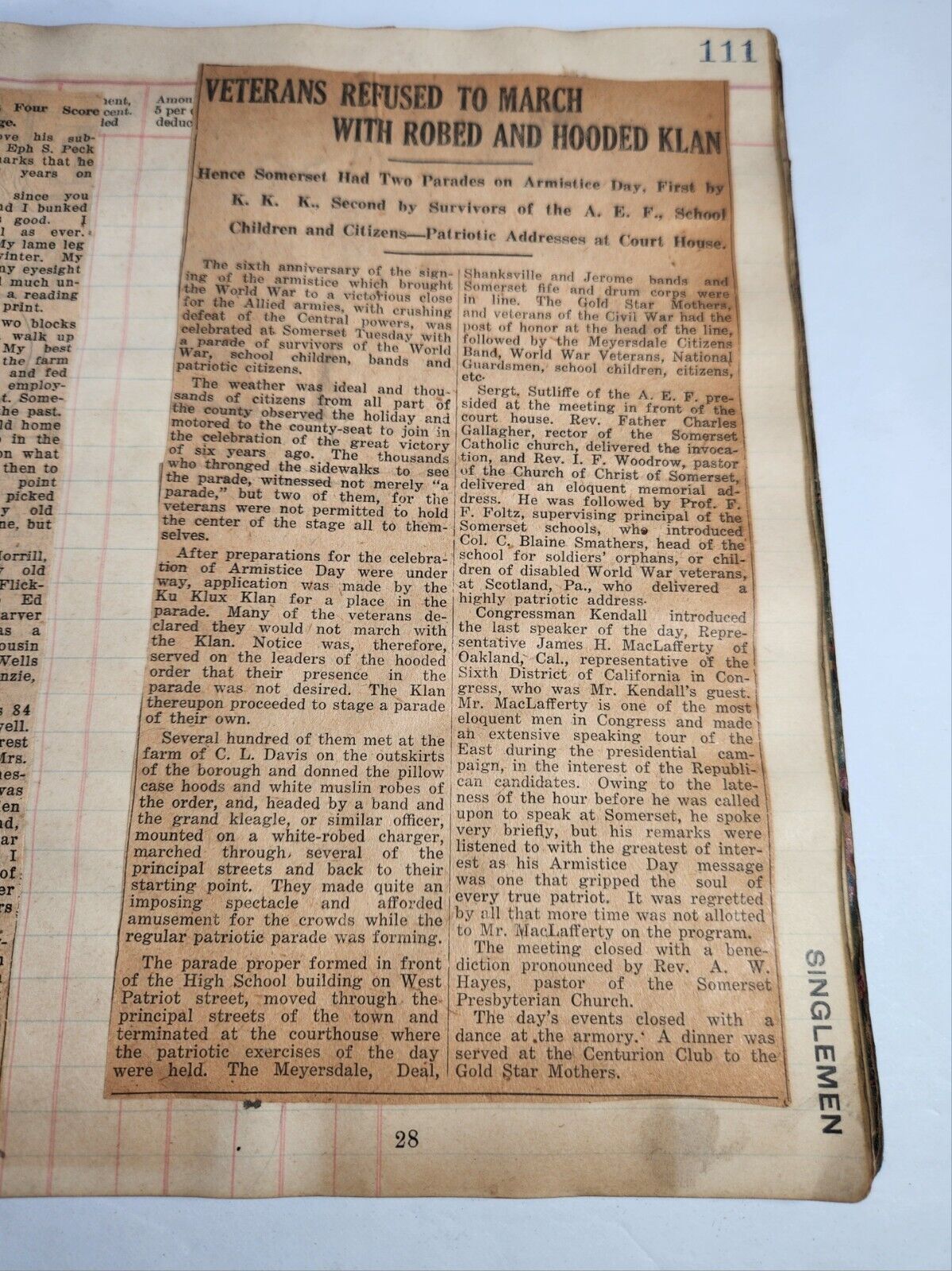 Early 1900s Scrapbook: Klan, Quilting, Midgets