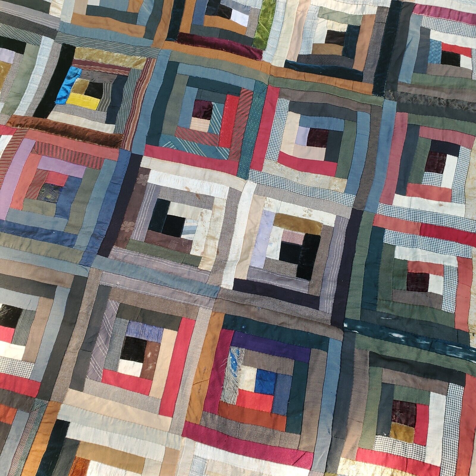 Vintage 1900s Crazy Quilt Square Cube Design