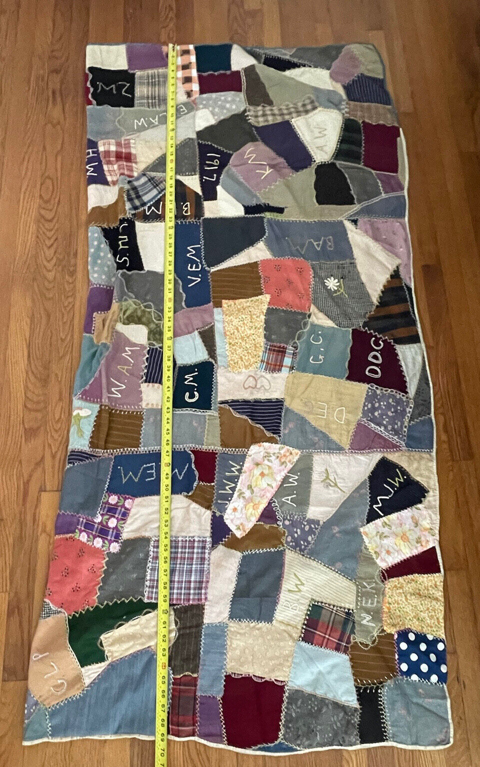 Victorian Era Antique Crazy Quilt with Rustic Details