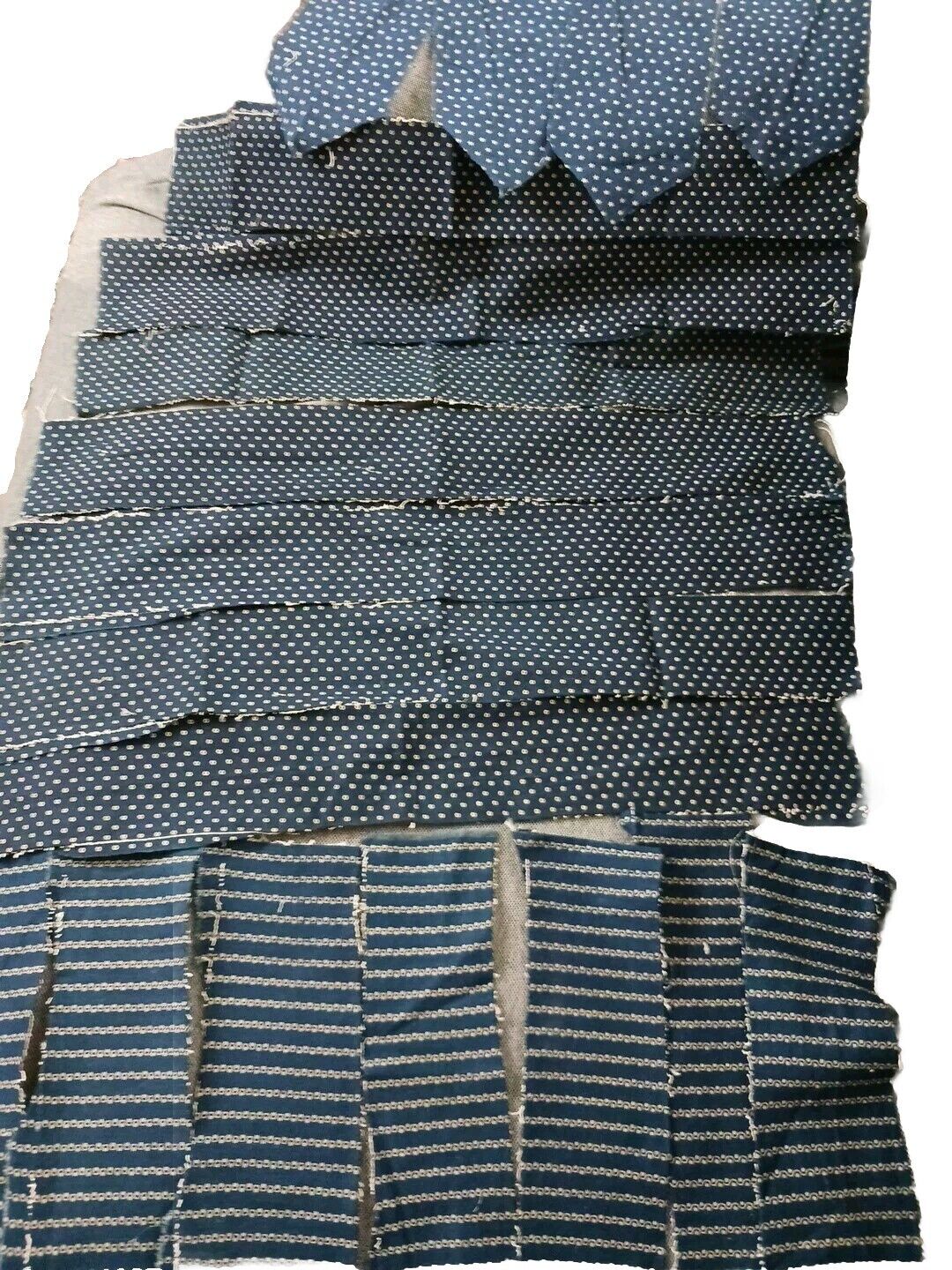 18 Indigo Blue Fabric Strips from 1800s