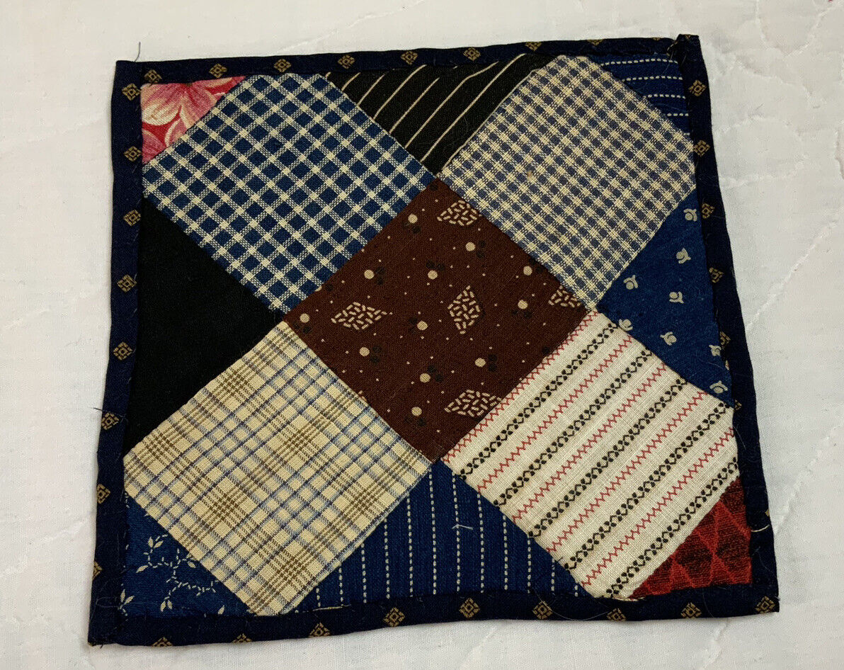 Antique Patchwork Quilt Tabletop Decor, Early 1900s
