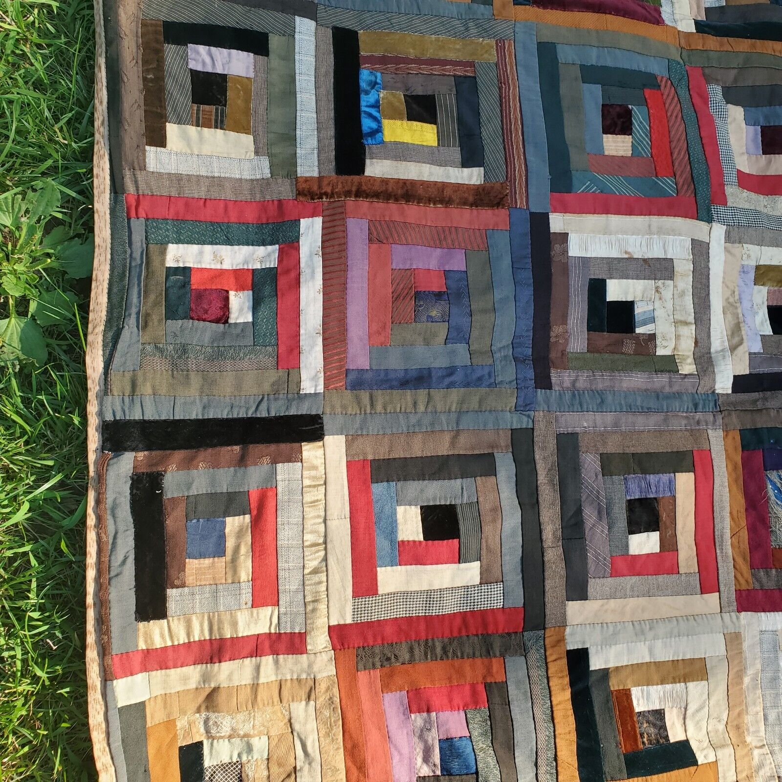 Vintage 1900s Crazy Quilt Square Cube Design